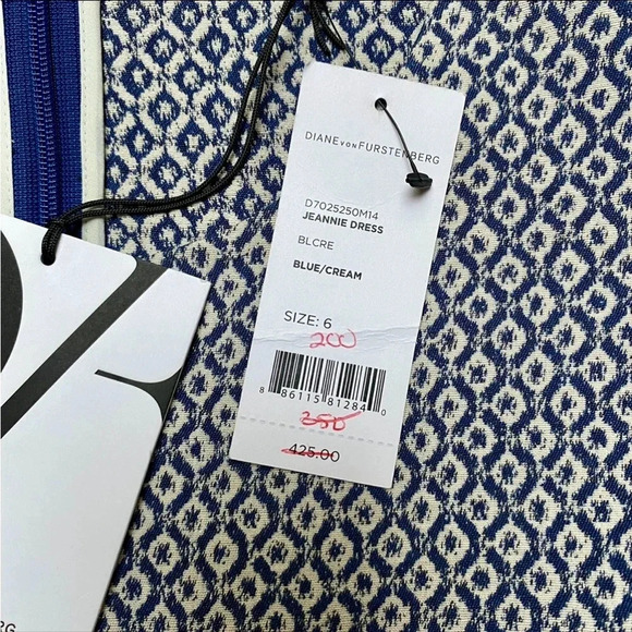 Diane von Furstenberg Jeannie Blue White Fit & Flare Mini Dress Size 6 NWT - Picture 16 of 16